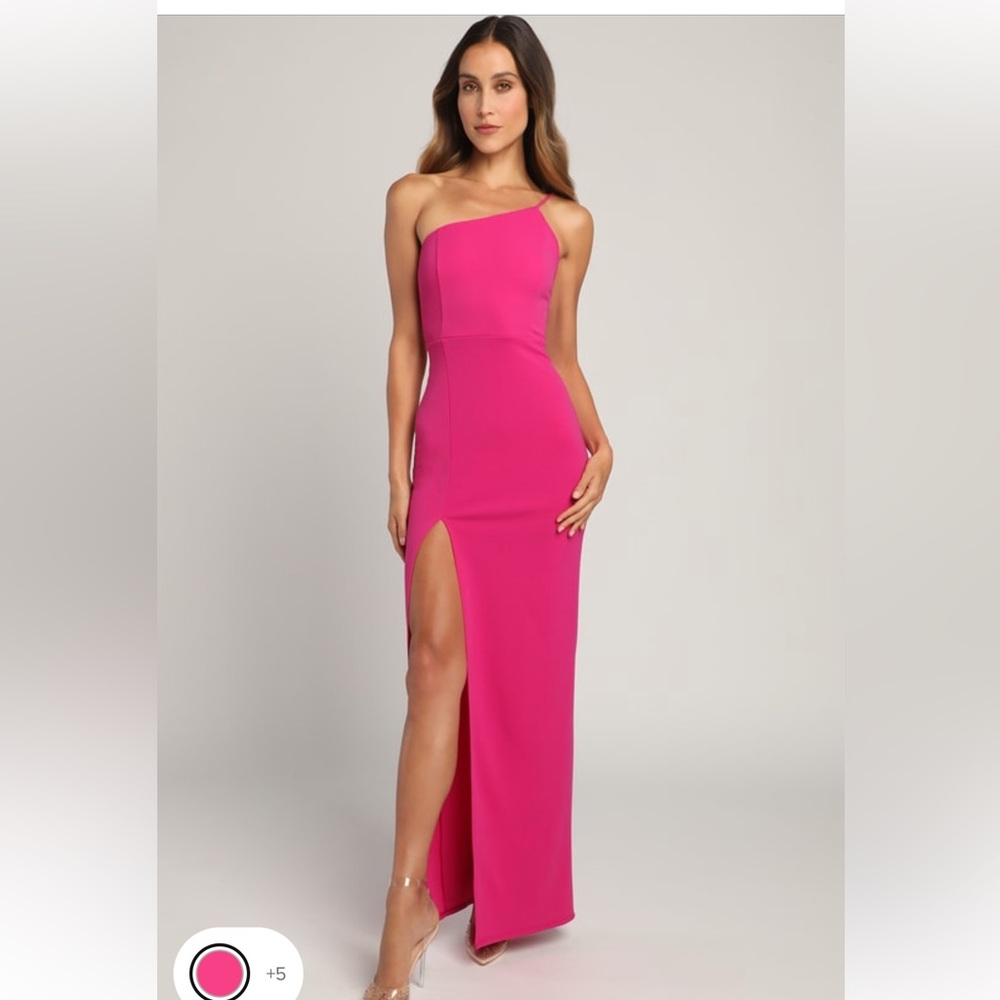 Lulu’s Pink One Shoulder Wedding Guest Dreas